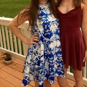 Elliatt Reflections Swing Dress from Revolve - blue and white pattern size small